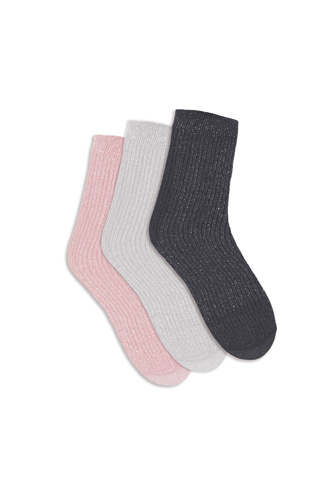 Chaussettes lurex anthracite/rose/gris clair - Amori