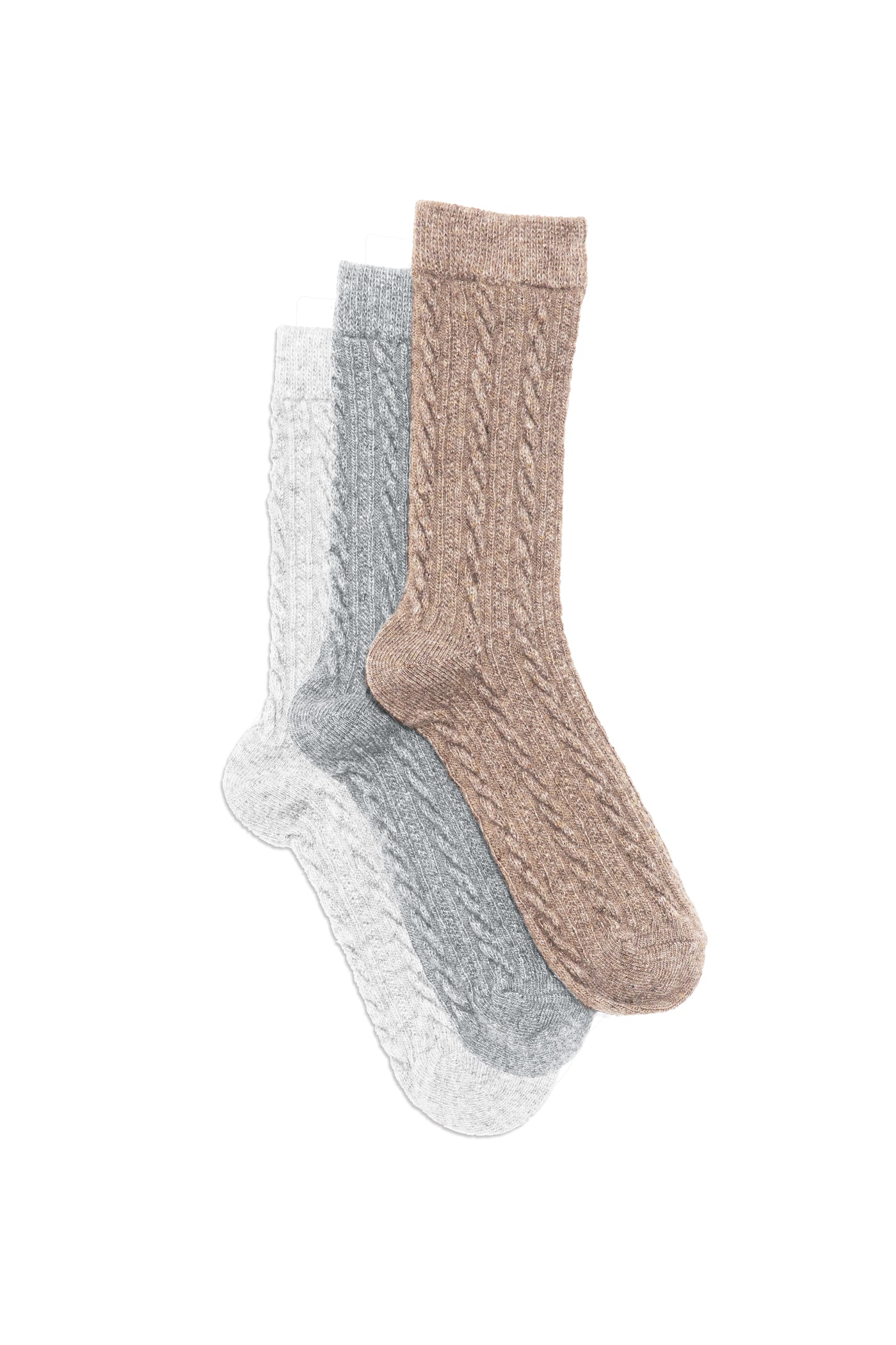 Chaussettes côtelés gris/beige/taupe - Arlen