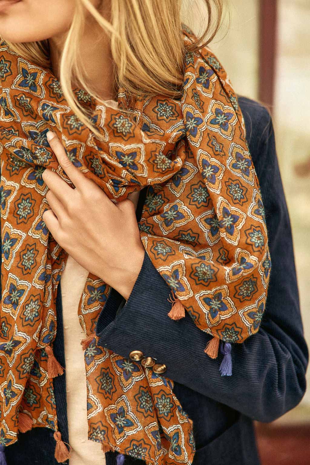 Foulard imprimé camel - Aurele