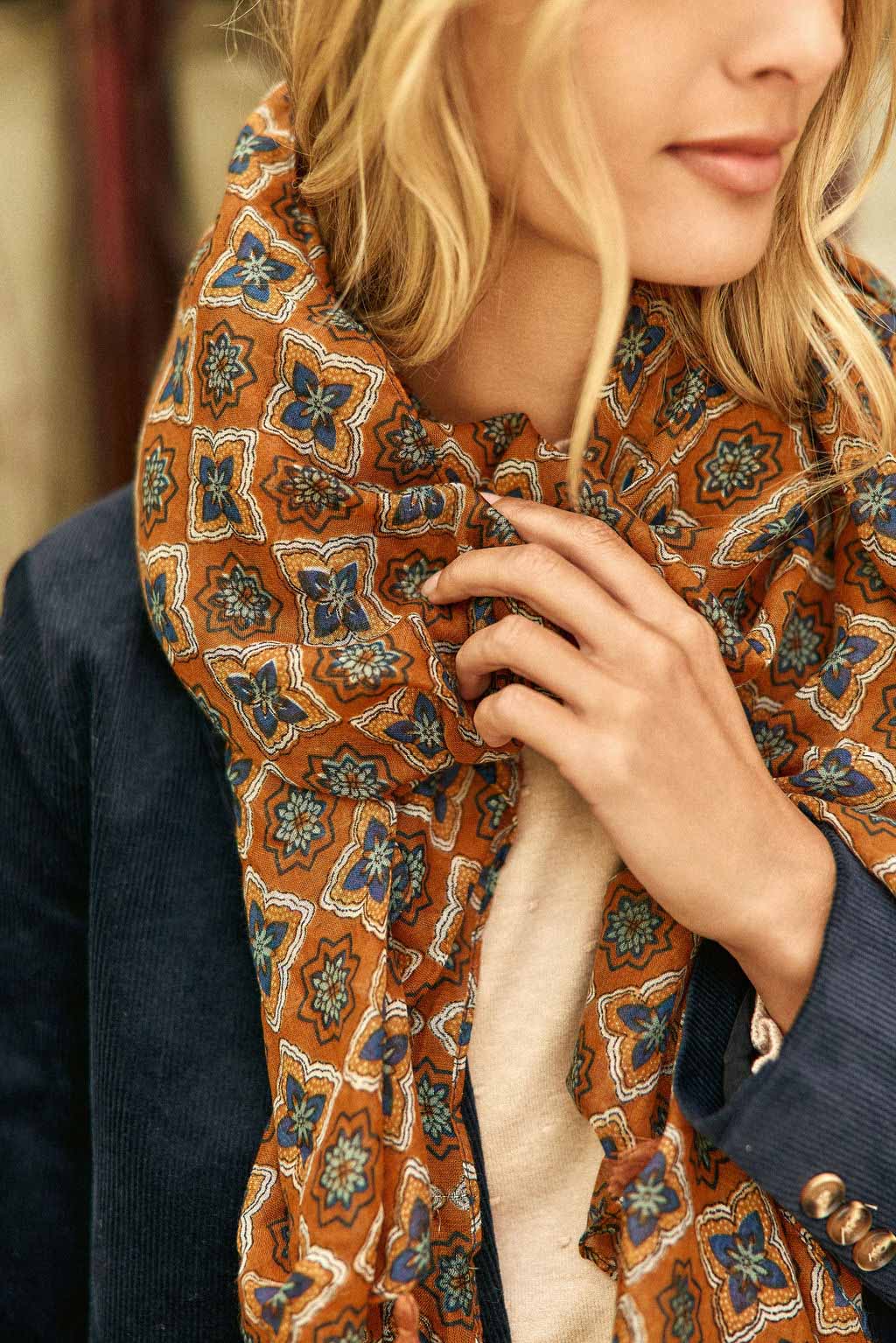 Foulard imprimé camel - Aurele