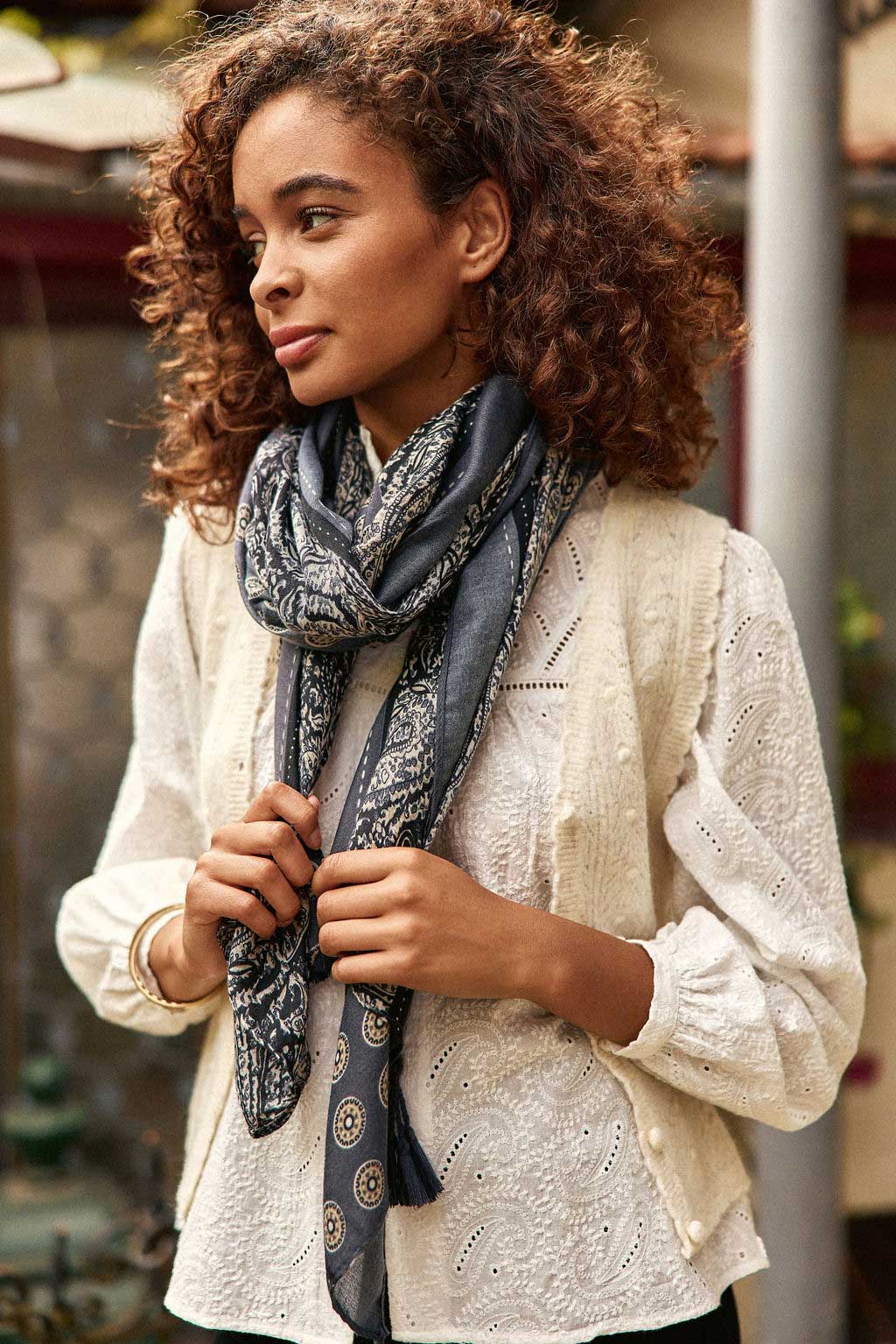 Foulard imprimé gris - Aurele