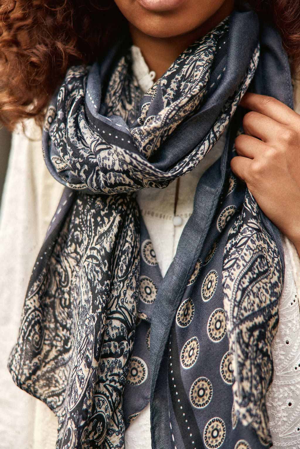 Foulard imprimé gris - Aurele