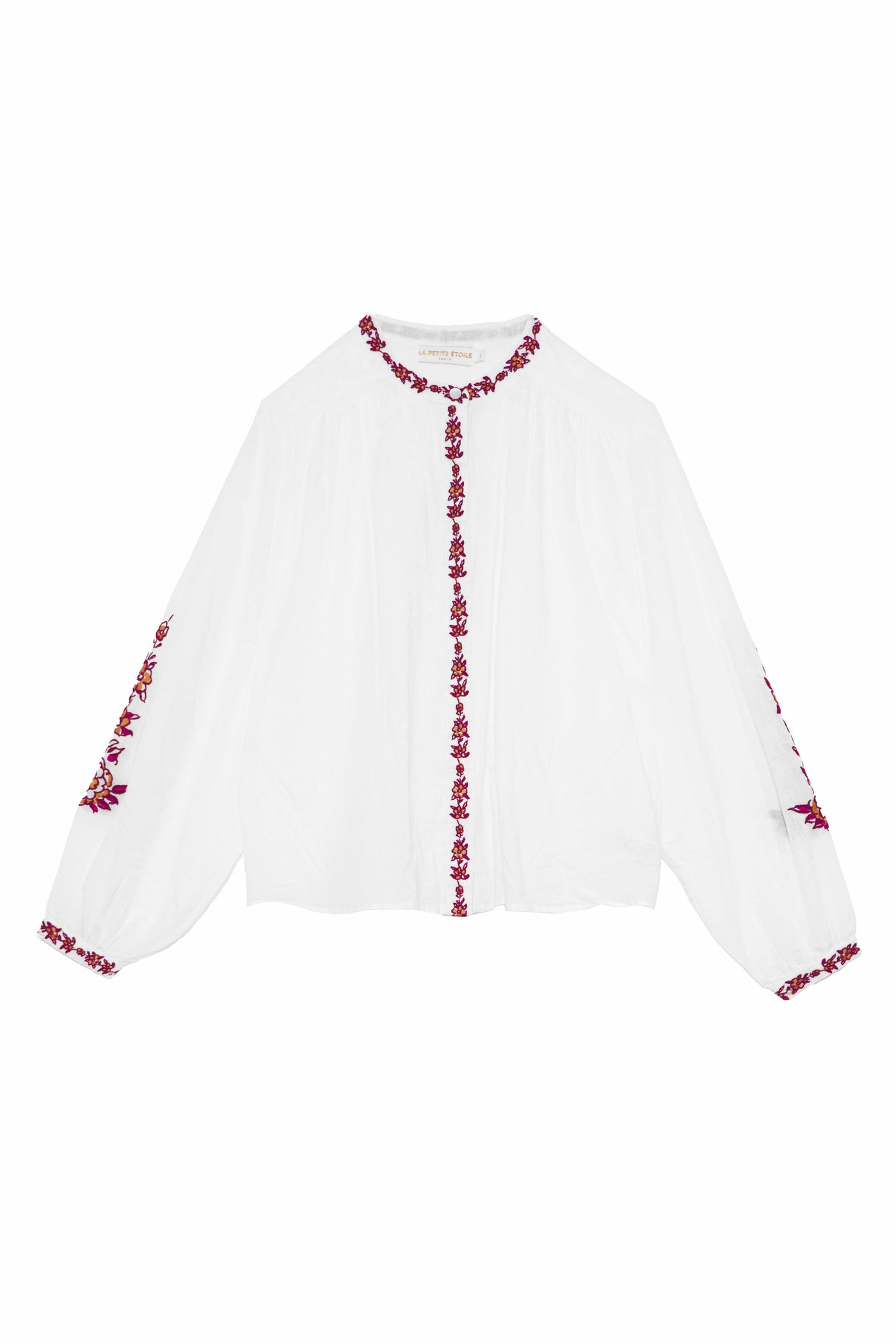 Blouse en voile de coton brodée blanc - Berlia