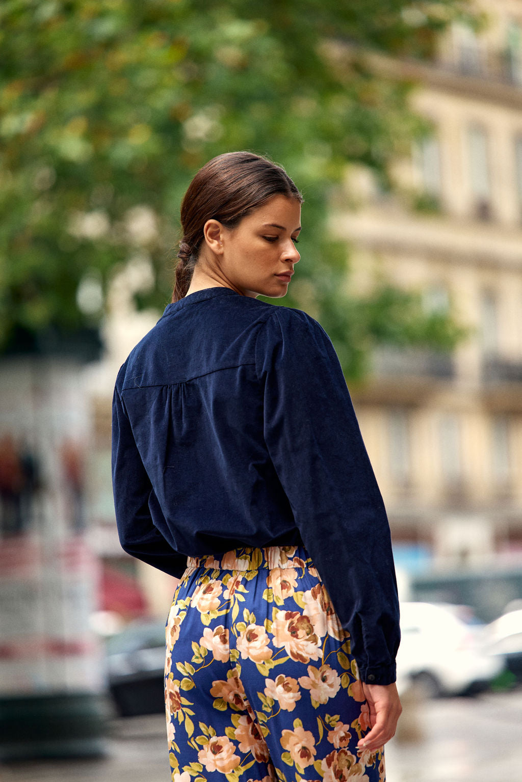 Velvet blouse Blondie - Navy