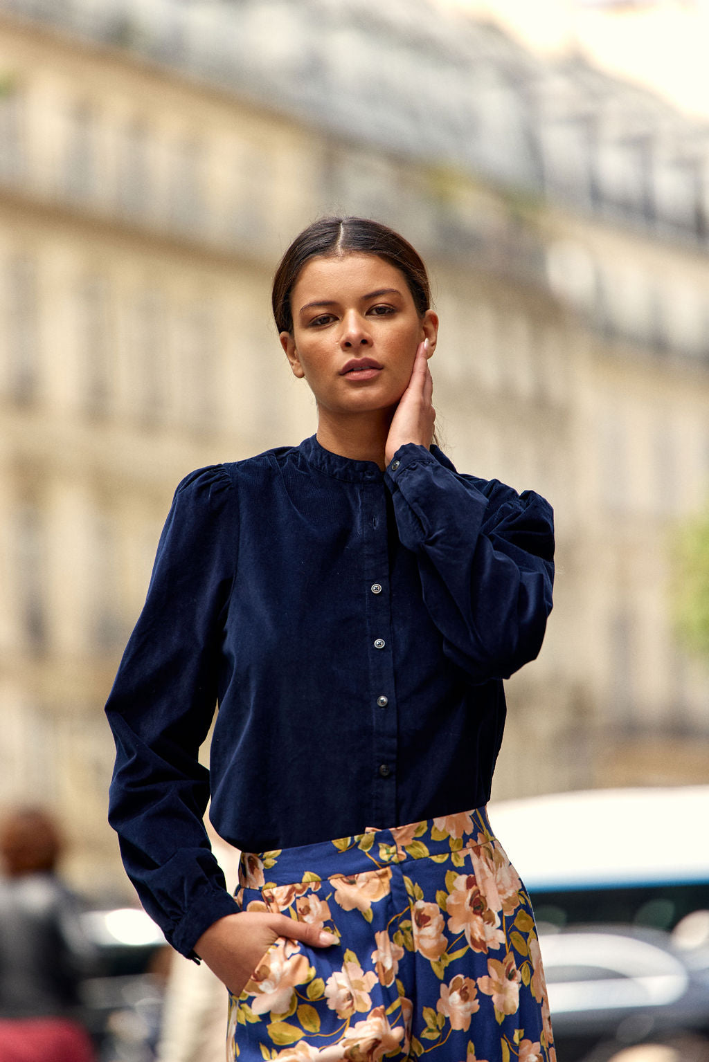 Velvet blouse Blondie - Navy