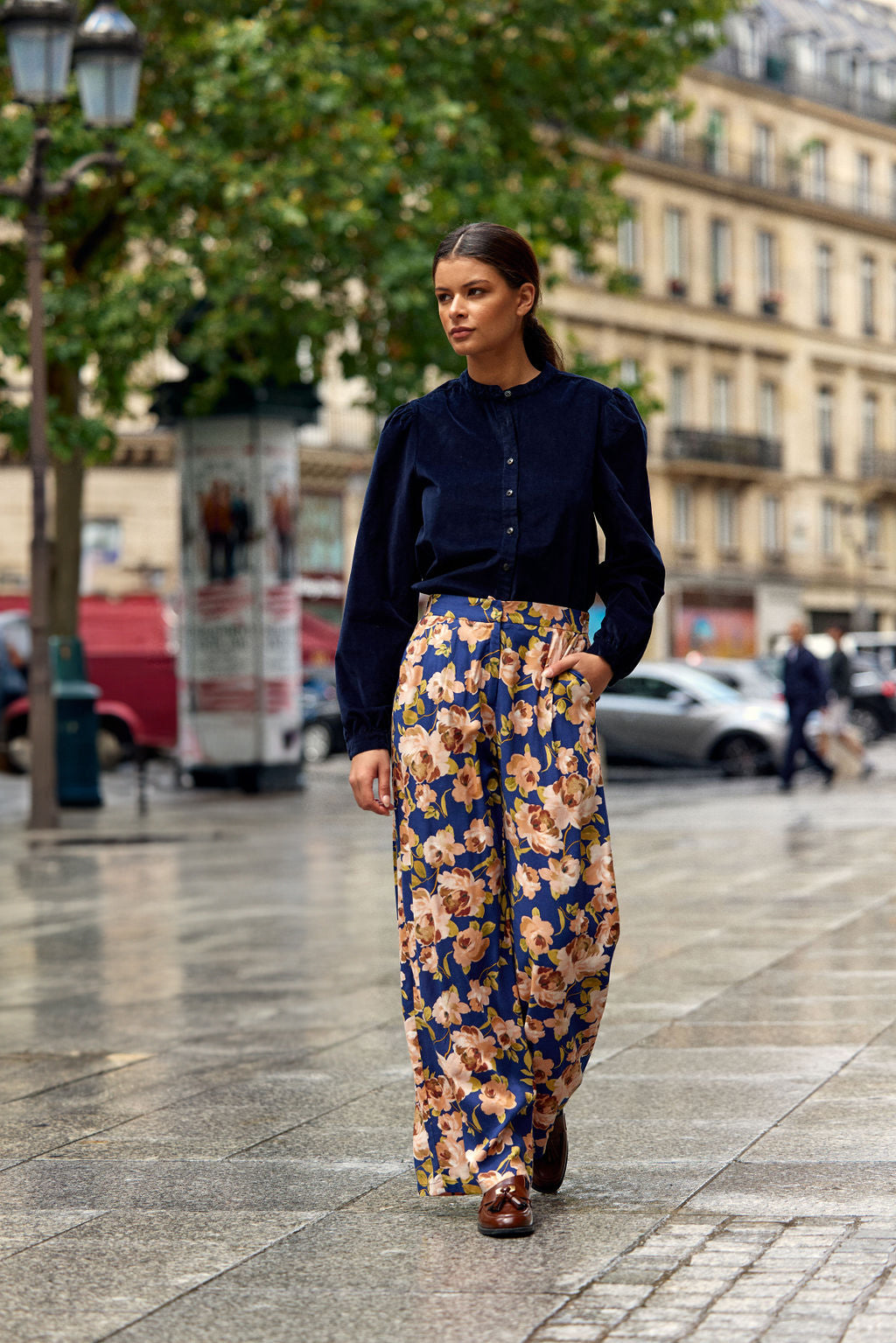 Velvet blouse Blondie - Navy