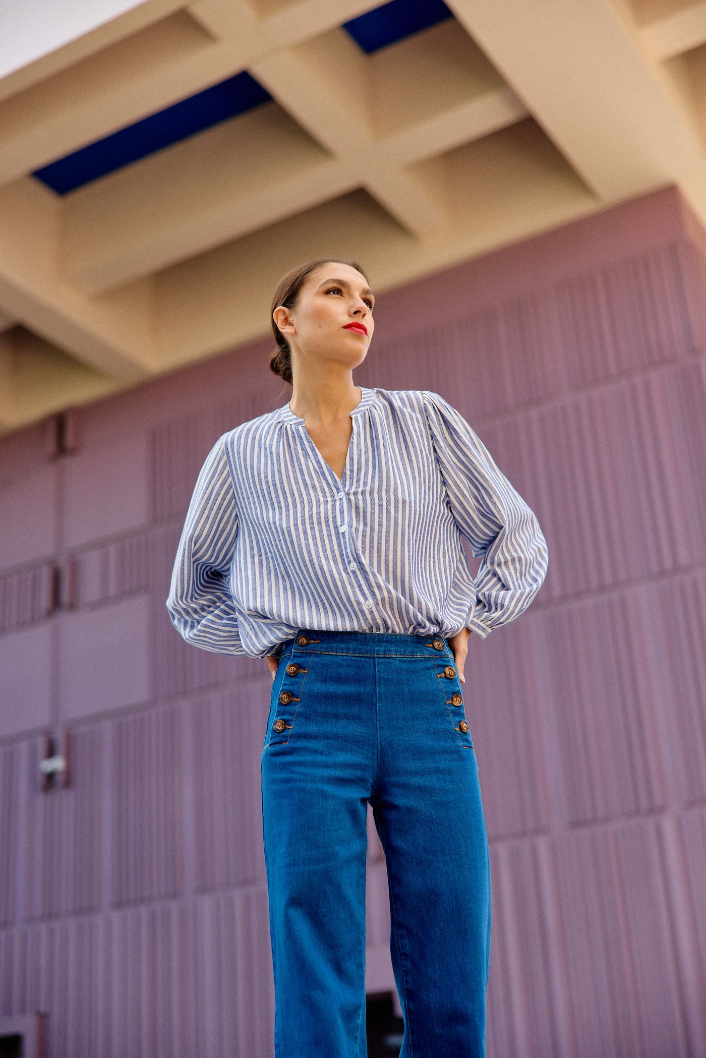 Blouse Caisy - 20-ecru/Bleu