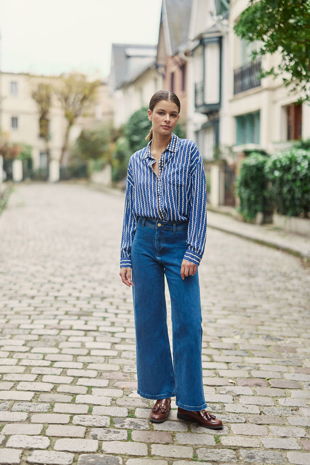 Chemise droite Chanice - Géopmétrique bleu