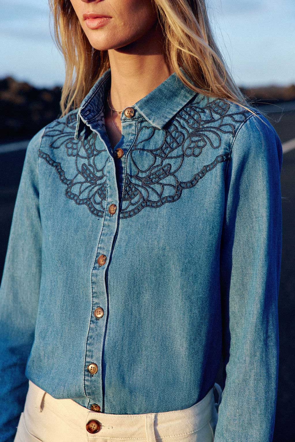 Stone denim blouse - Clémence