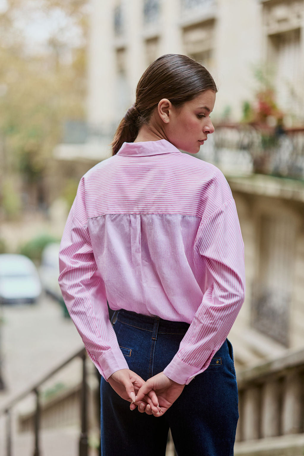 Chemise à rayures Coralia - Rose/Blanc