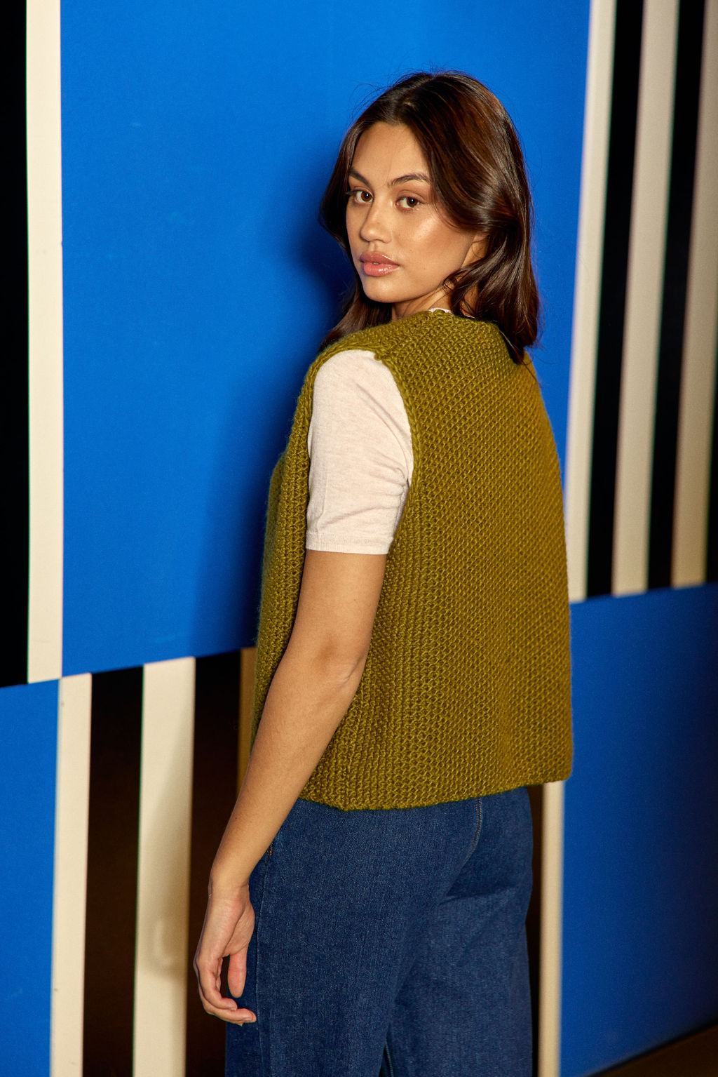 Crea sleeveless cardigan - Khaki