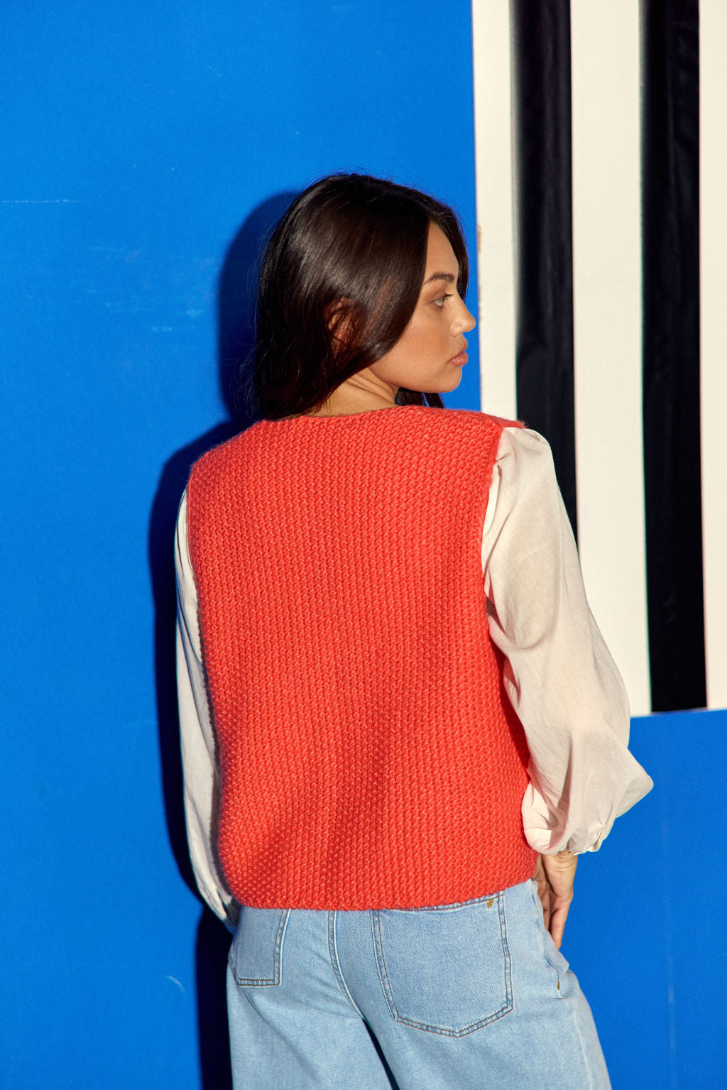 Crea sleeveless cardigan - Orange