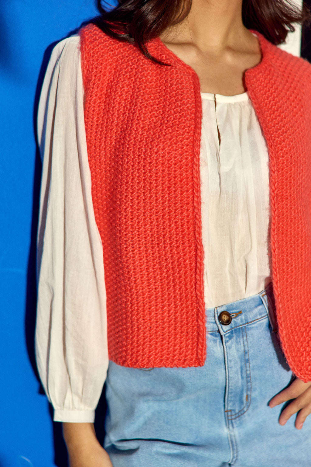 Crea sleeveless cardigan - Orange