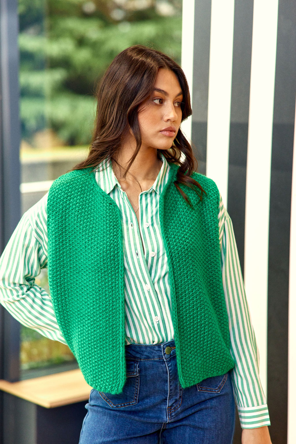 Crea sleeveless cardigan - Green