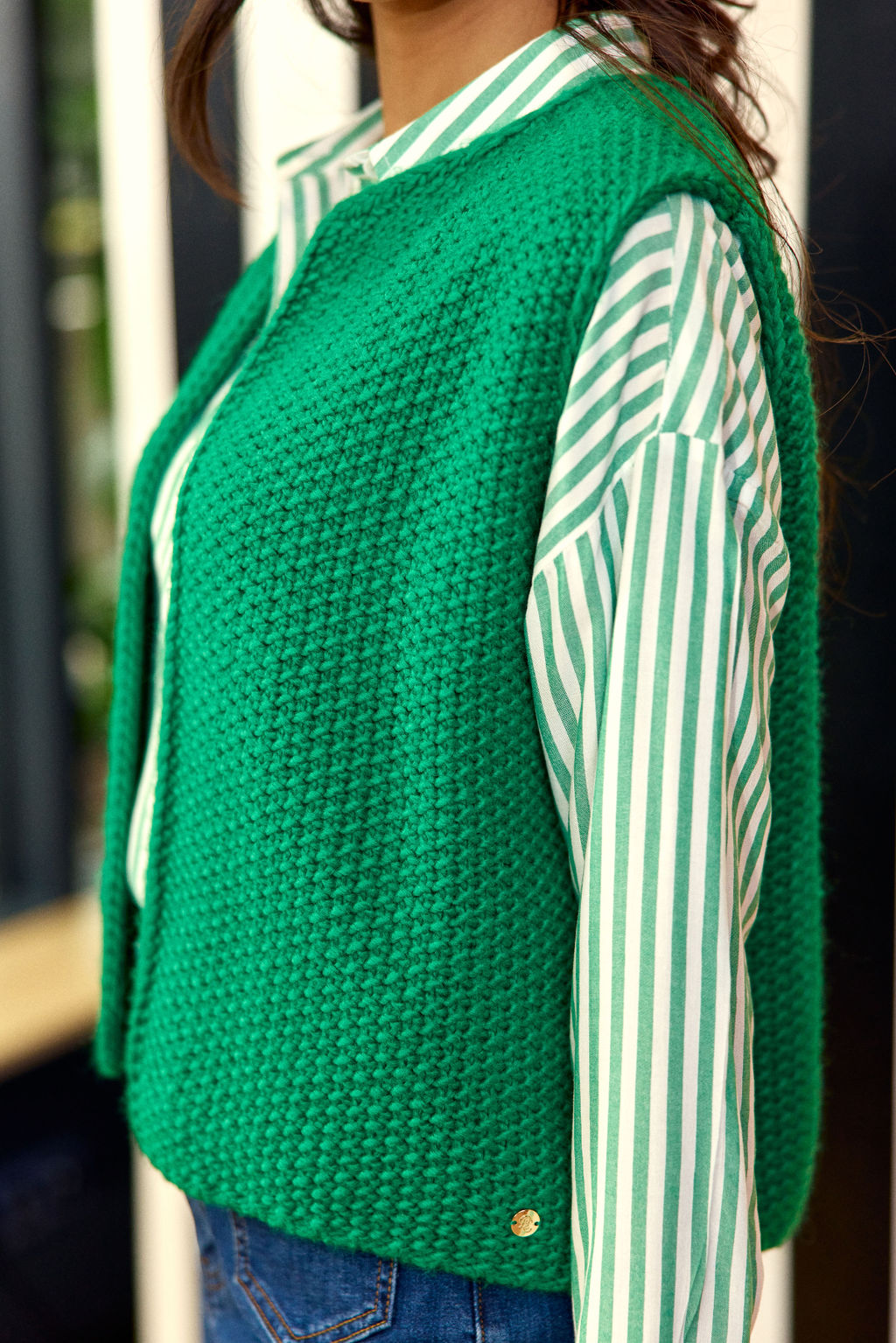 Crea sleeveless cardigan - Green