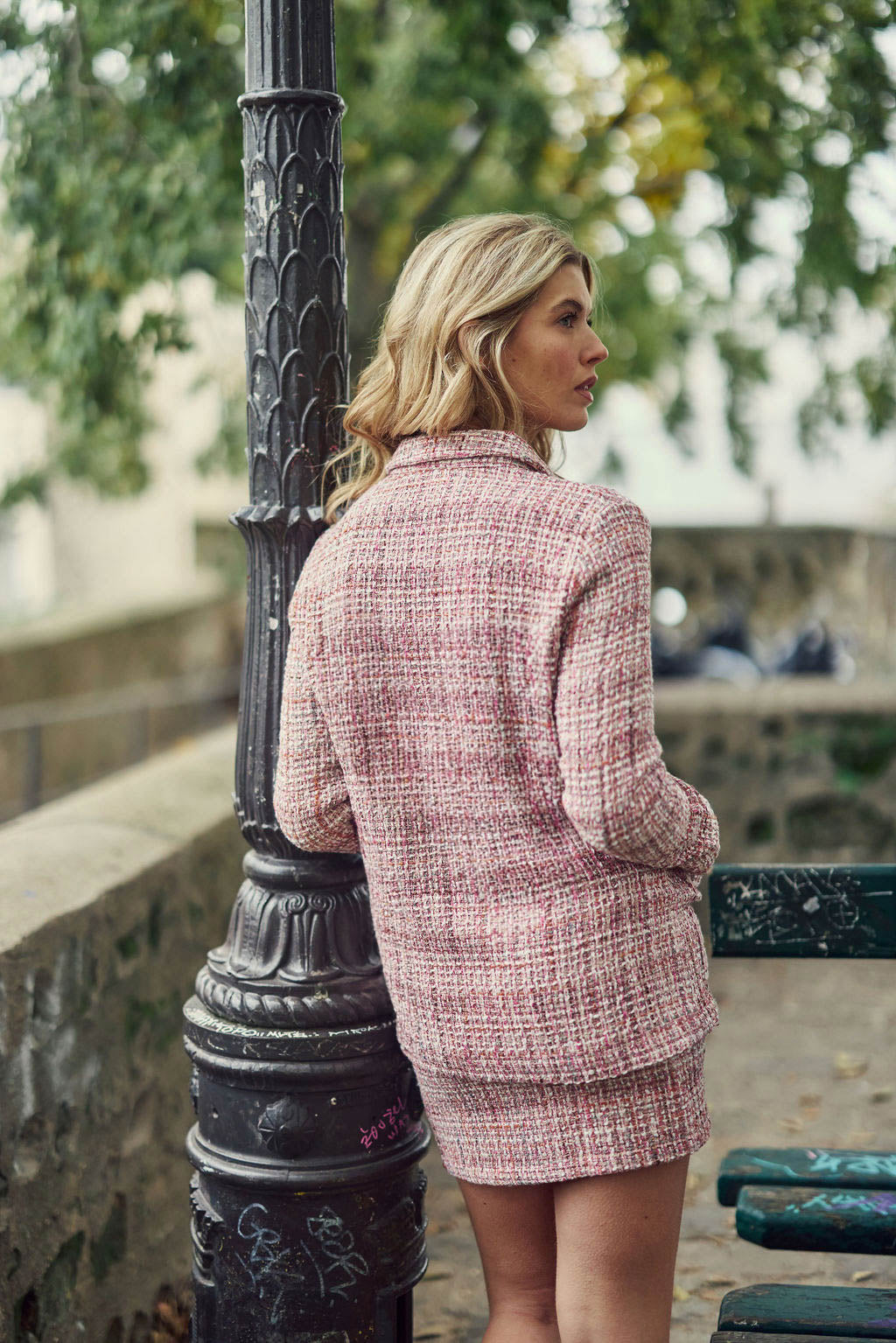 Veste en tweed Fauline - Rose