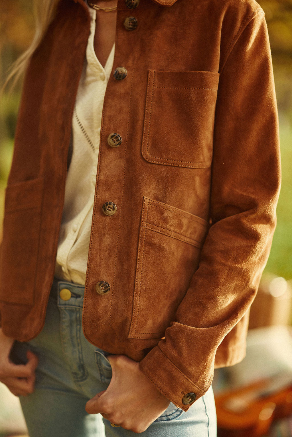 Veste en cuir Fauline - Camel