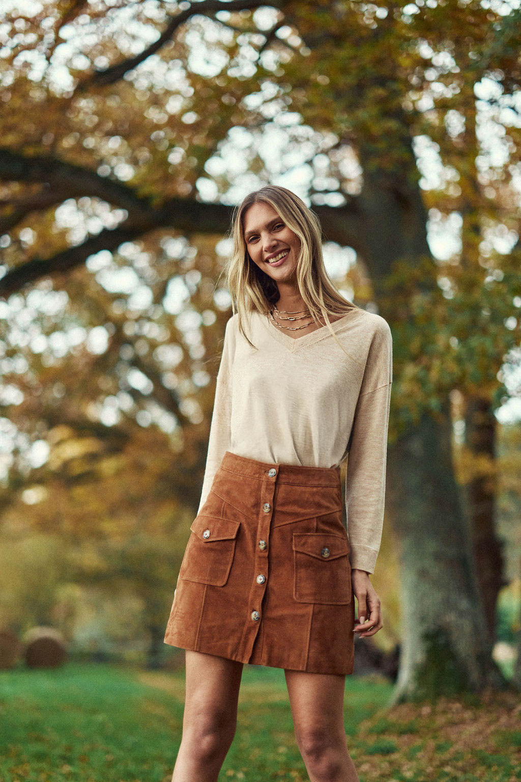 Joely Leather Skirt - Camel