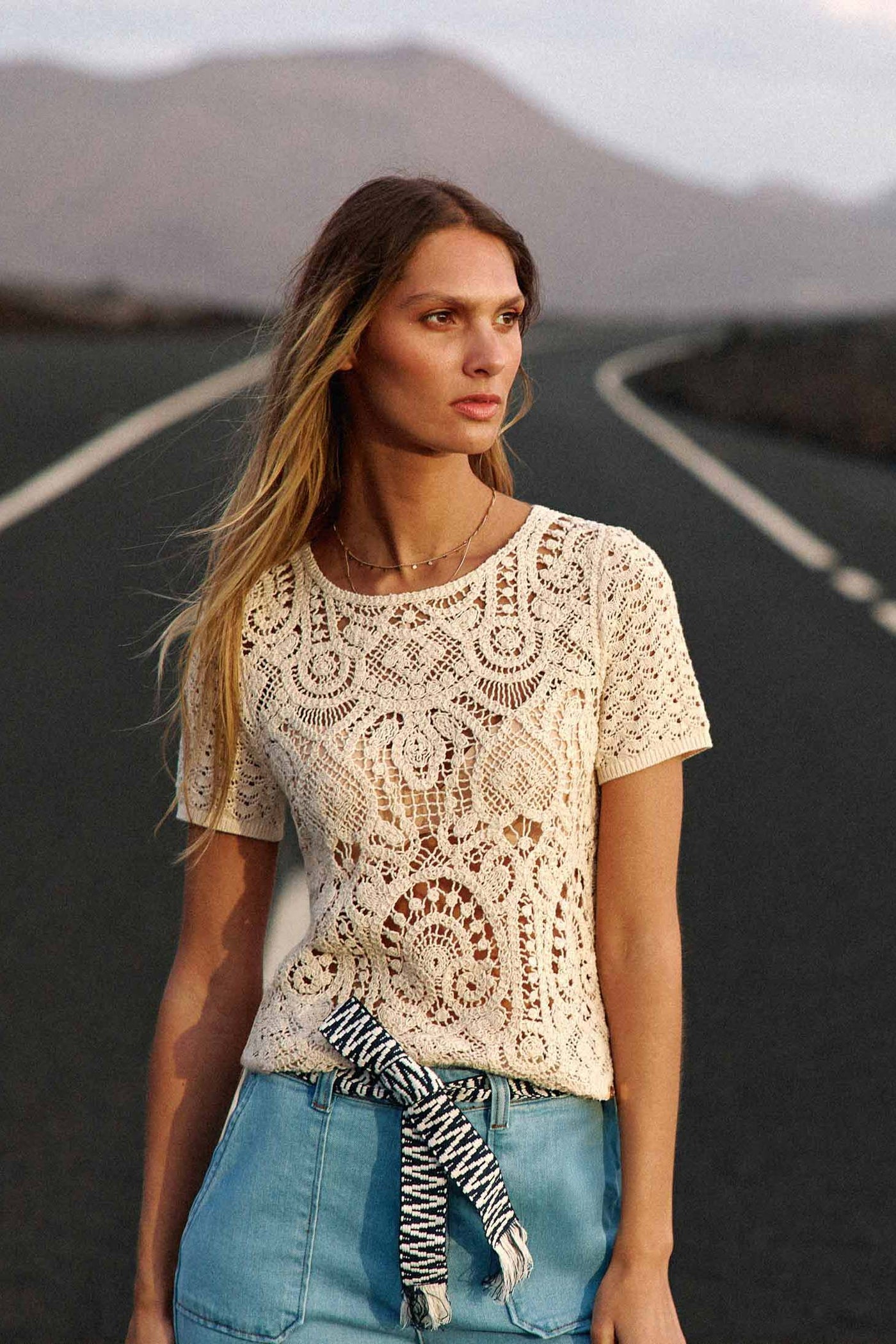 Pull manches courtes beige - Malia