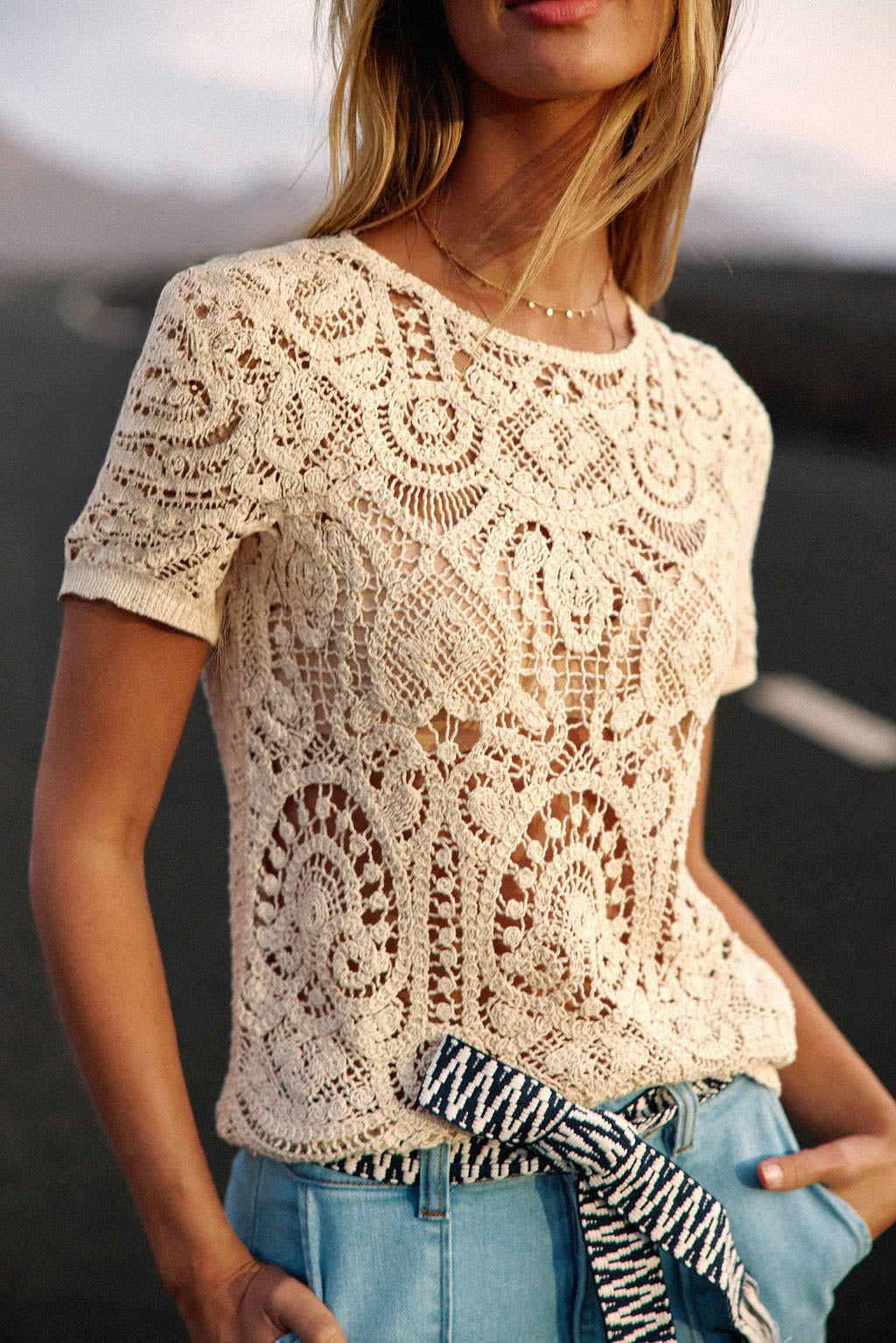 Pull manches courtes beige - Malia