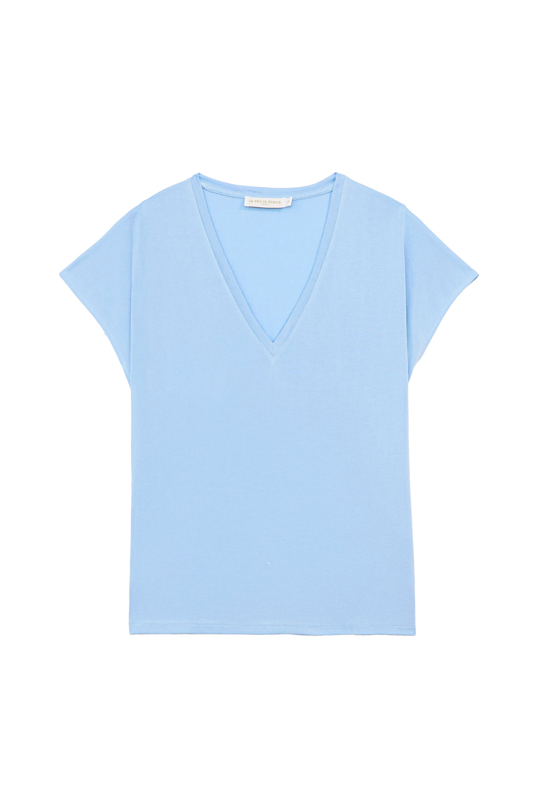 T-shirt col V Marcellina - Bleu ciel