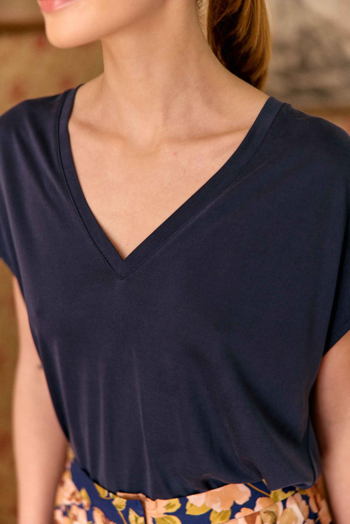 Navy loose-fitting T-shirt - Marcelina