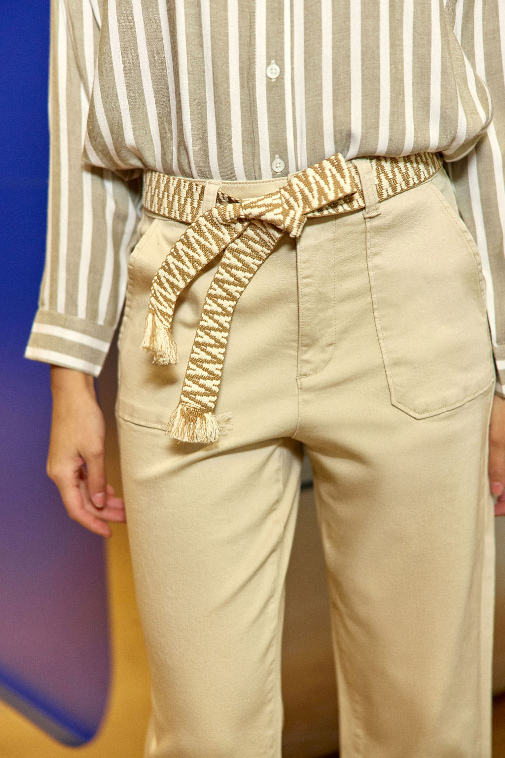 Marisol straight-leg pants- Beige