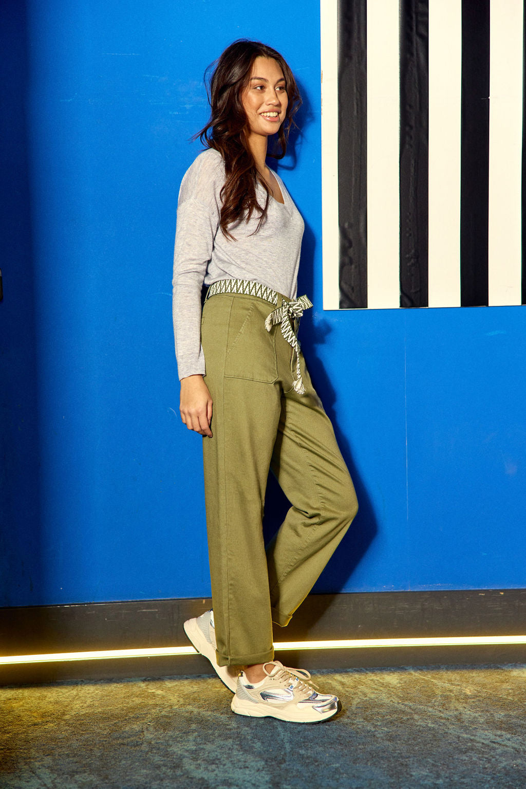 Marisol straight-leg pants  - Khaki