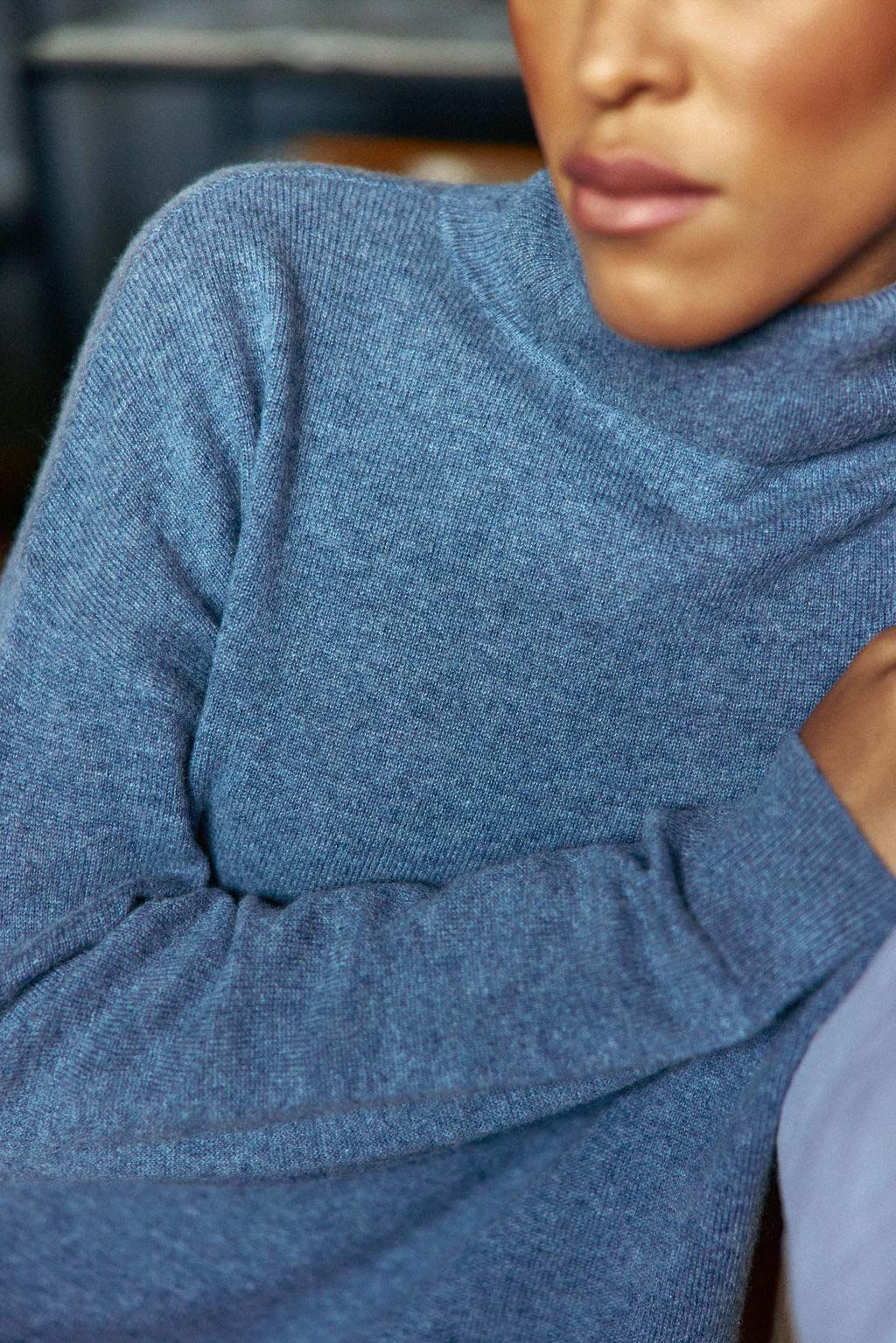 Blue turtleneck pullover - Marlen