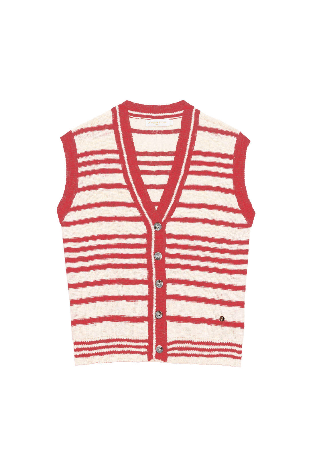 White/pink sleeveless vest - Meera