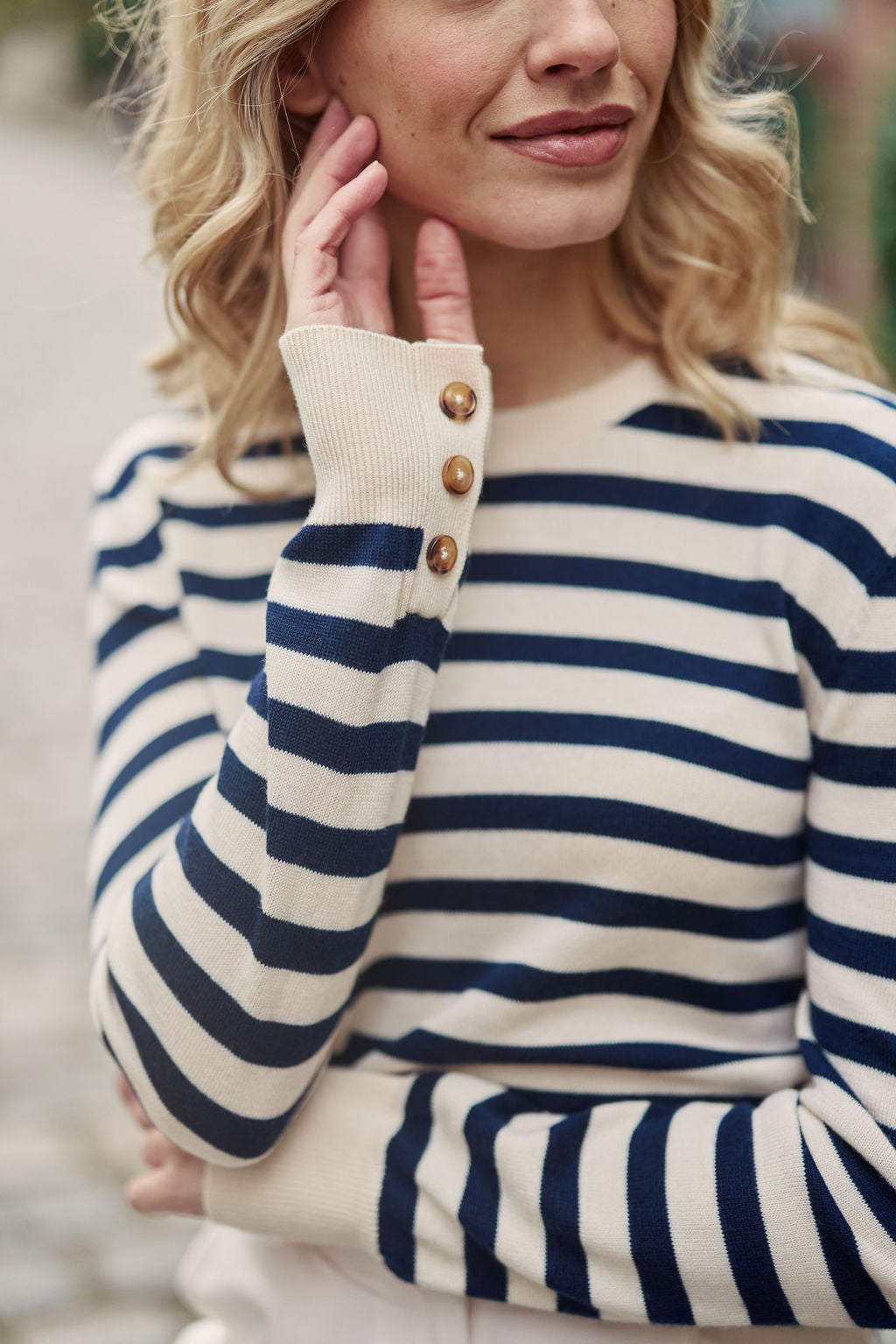 Pull à rayures Melina - Beige/Marine