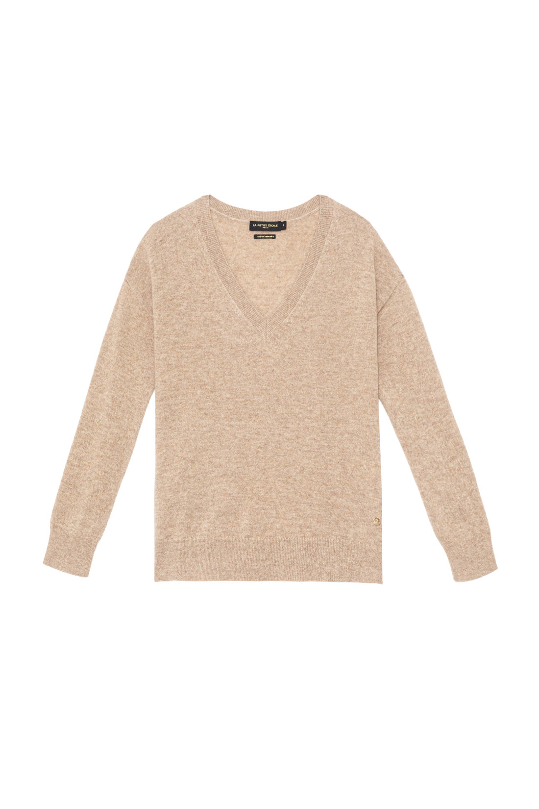 Camel v-neck pullover -Melya