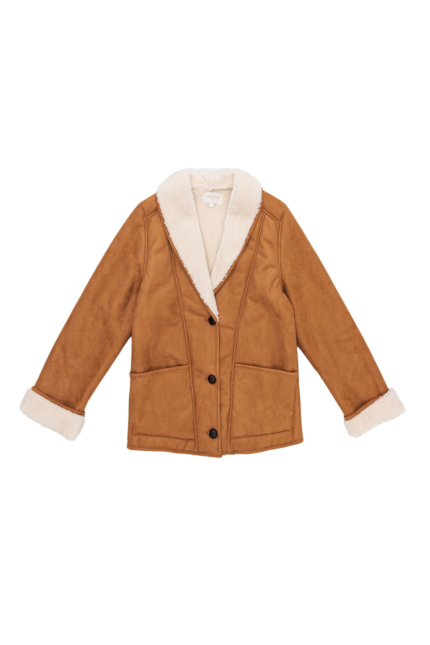 Manteau en peau lainée camel - Noelia