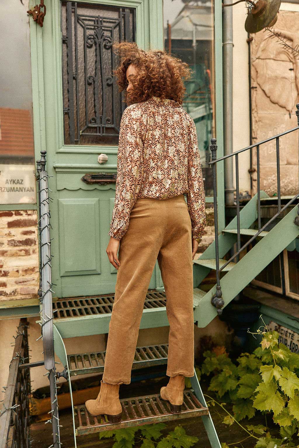 Beige velvet trousers - Pamela