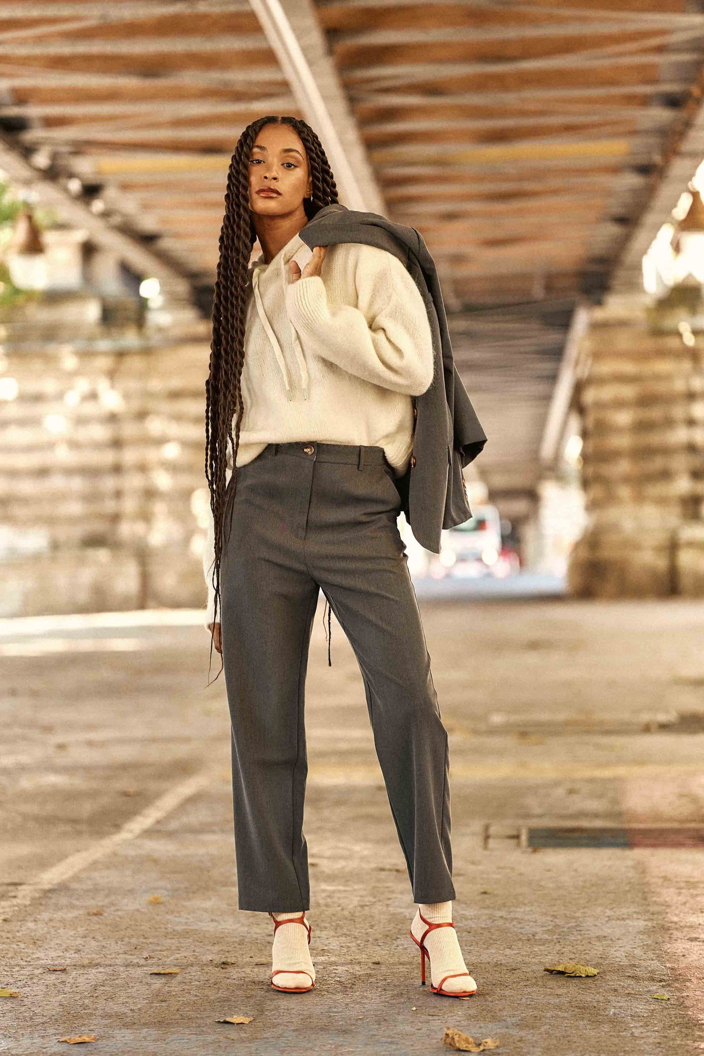 Grey straight trousers - Pamela