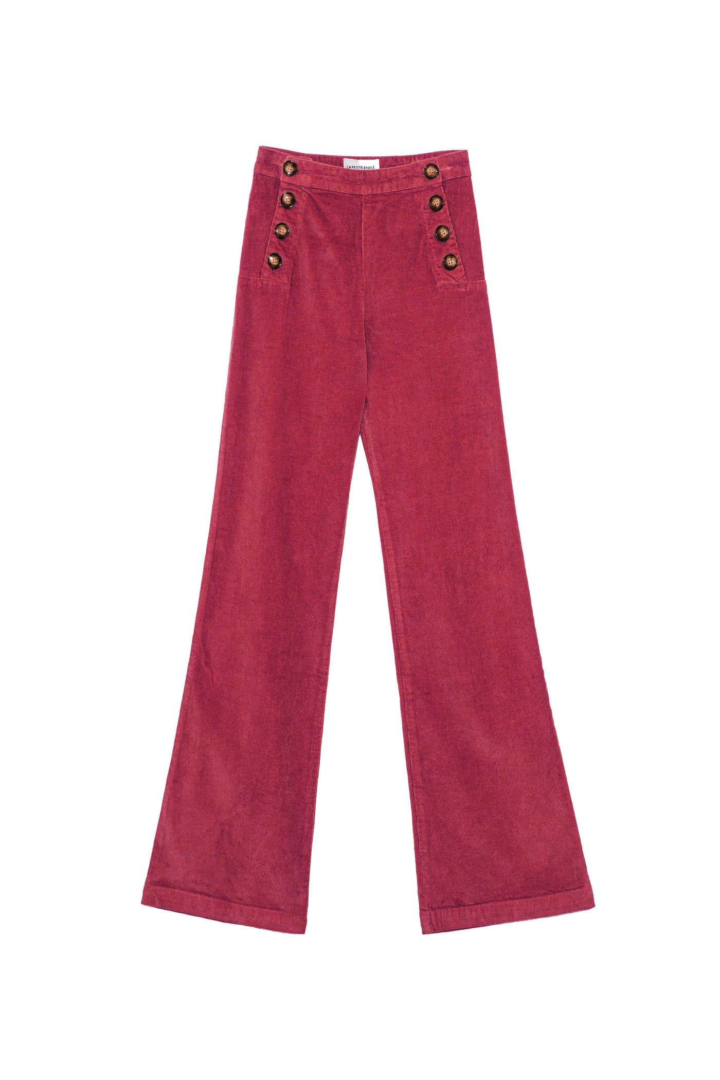 Pantalon à ponts en velours framboise - Paulie