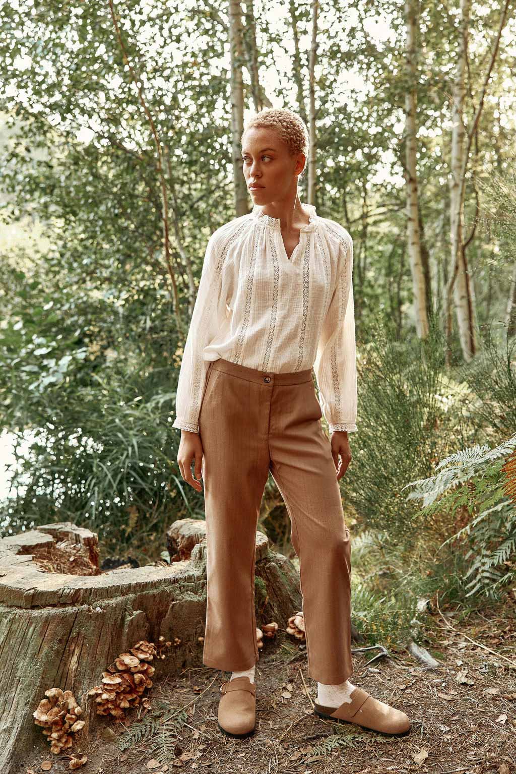 Pantalon beige à rayures - Perrin