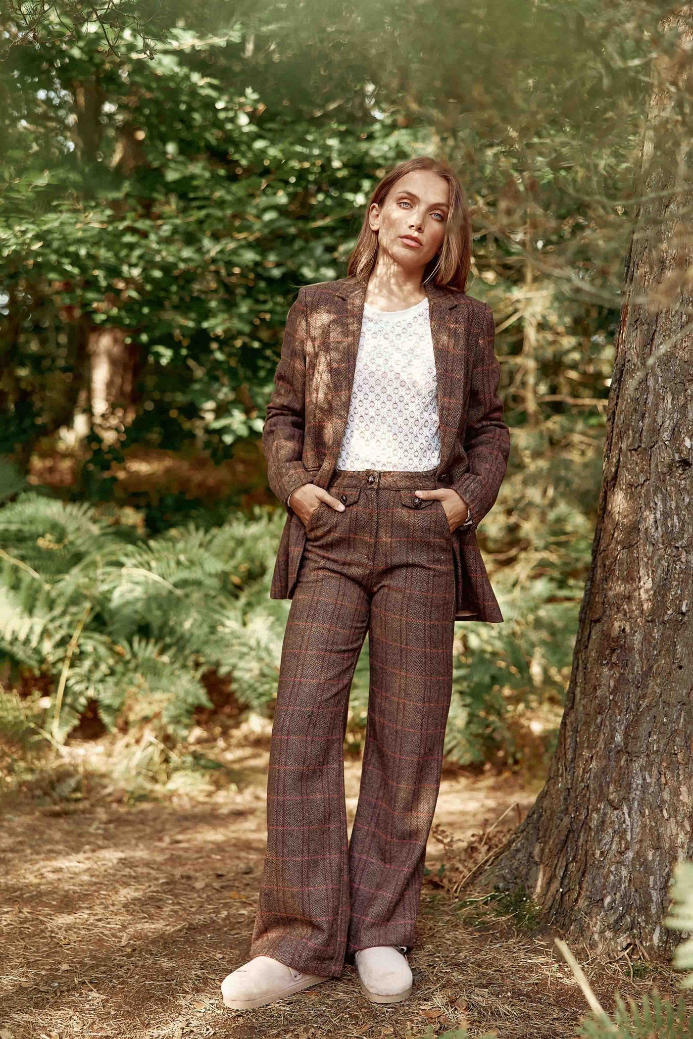 Pantalon à carreaux - Plume