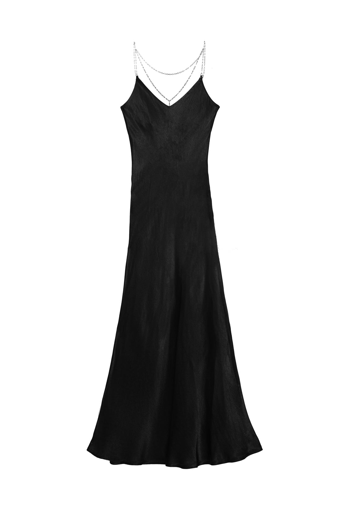 Robe longue noir satinée - Rainee