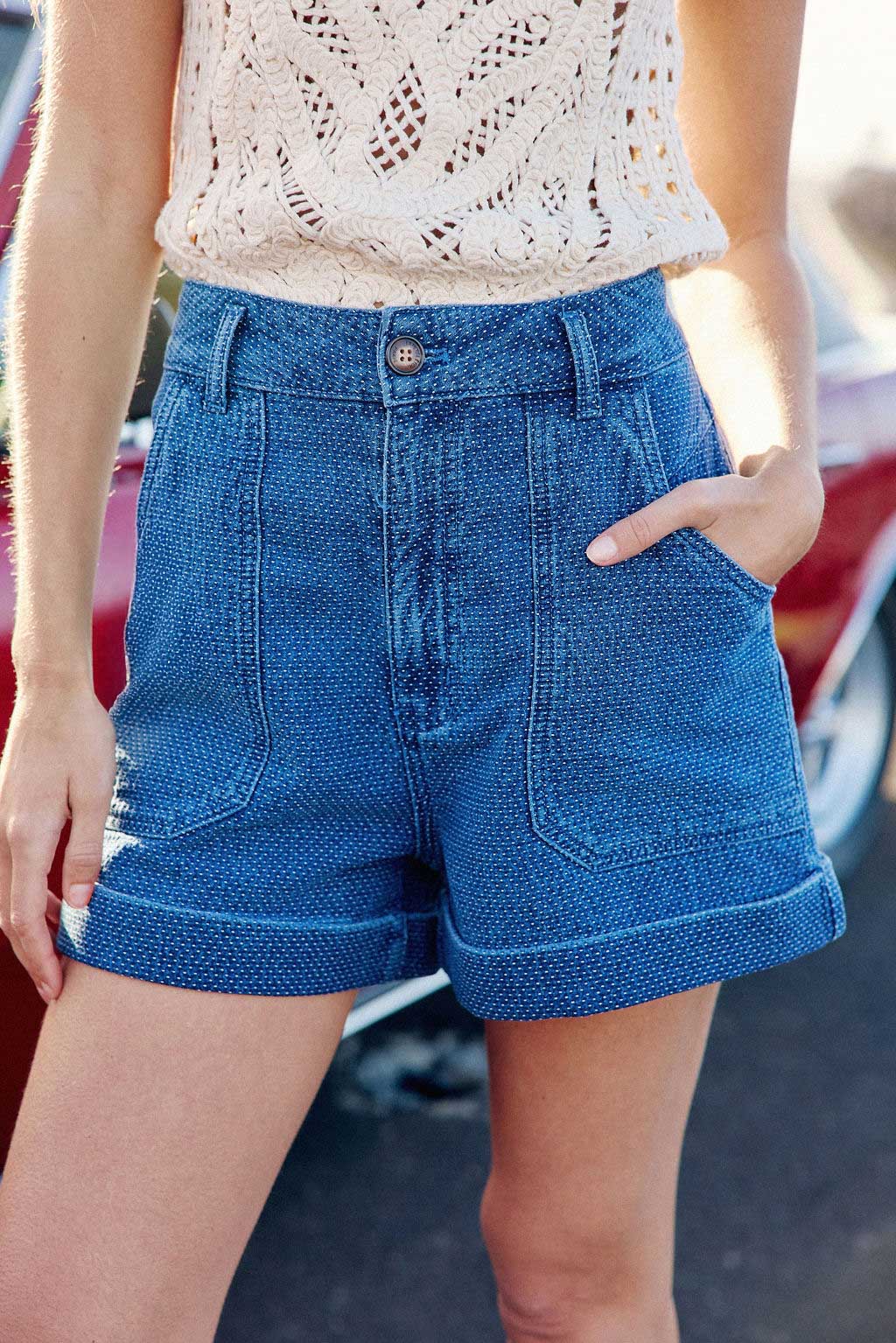 Indigo denim shorts - Sarah