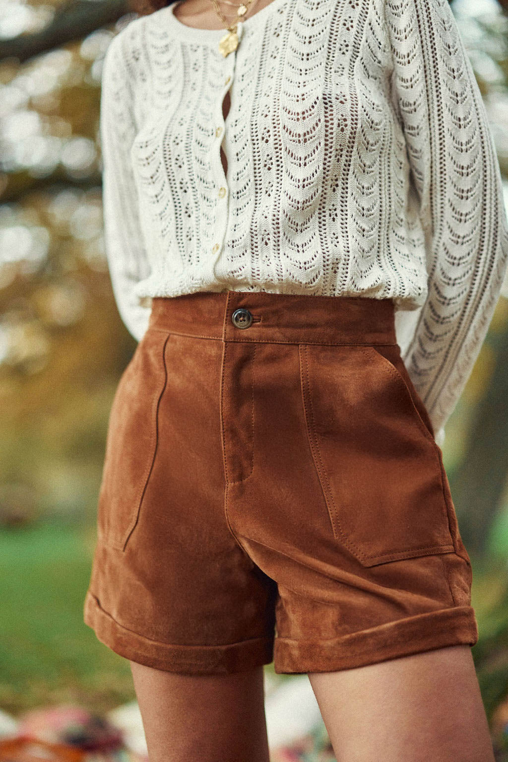 Sidra leather shorts - Camel