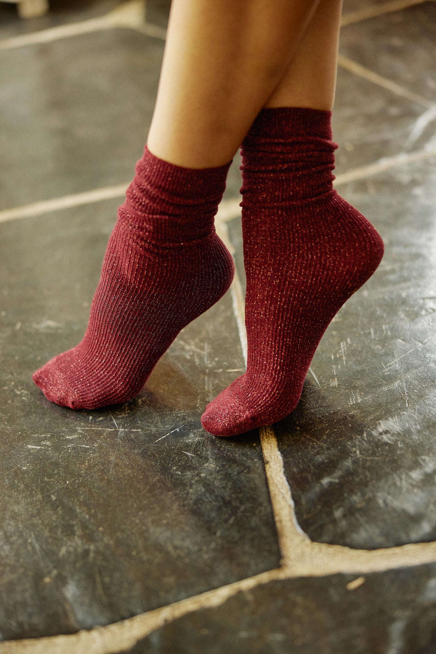 Glitter socks Sparkle A - Trio Bordeaux/Camel/Marine