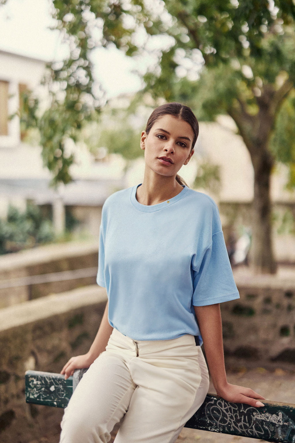 Sweat-shirt manches courtes Tais - Ciel