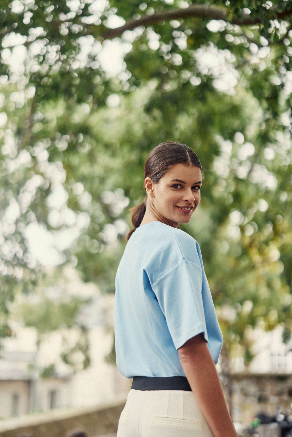 Sweat-shirt manches courtes Tais - Ciel