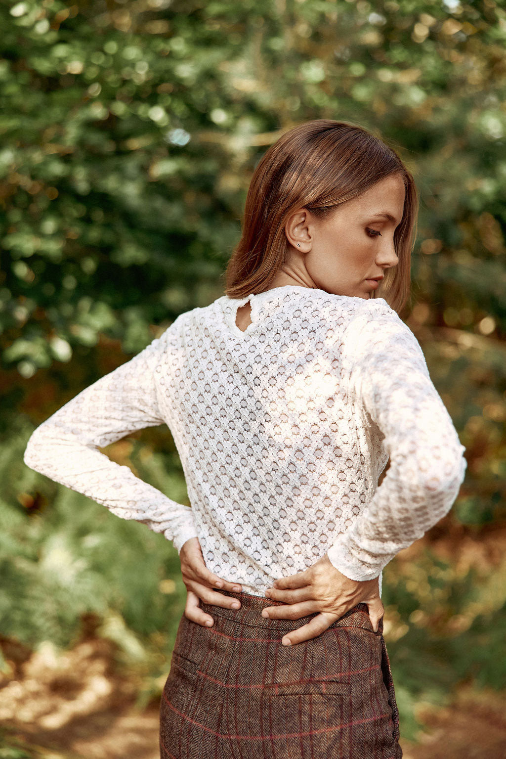 T-shirt en dentelle Thell - Écru