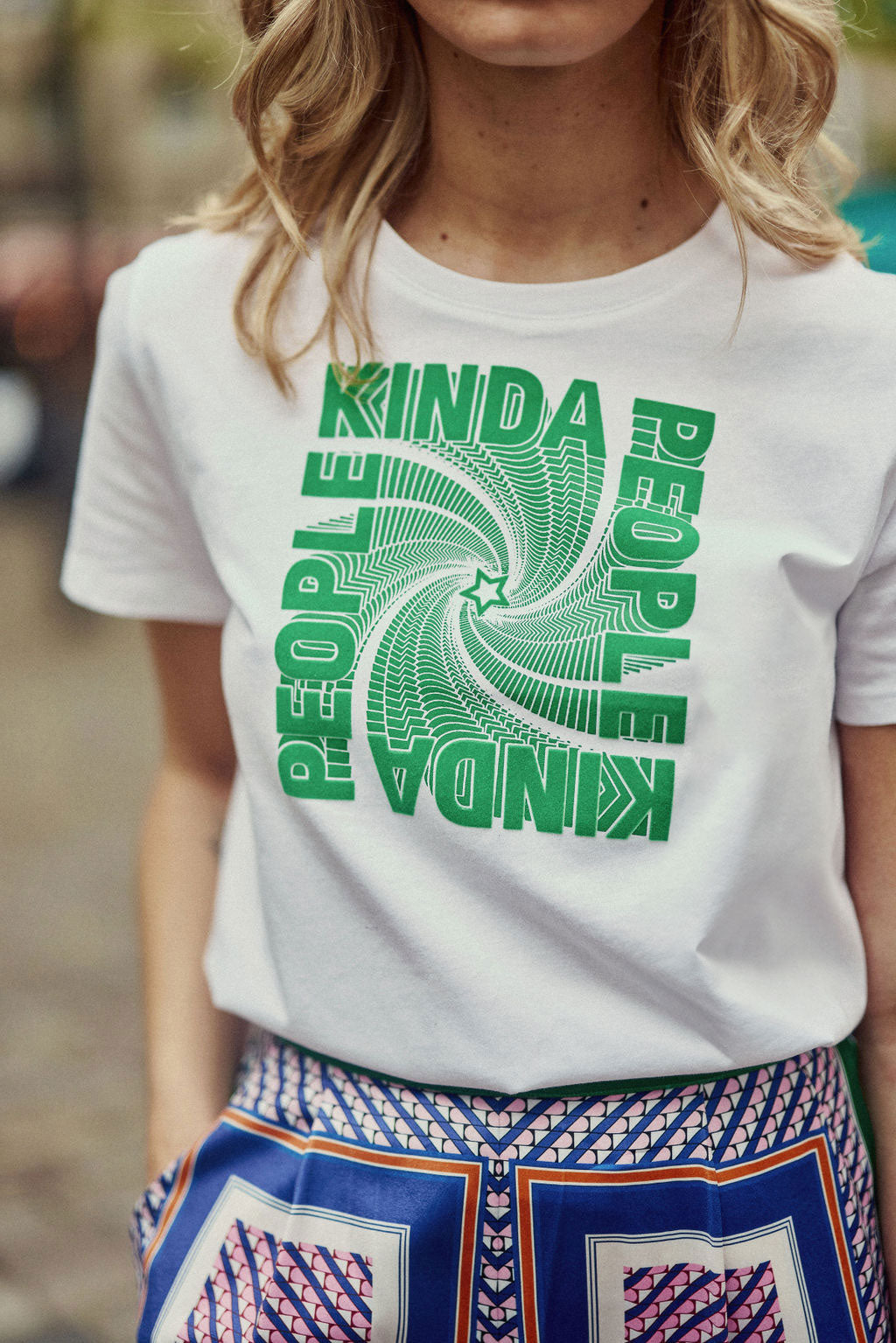 Printed Tinda T-shirt - Ecru/Green