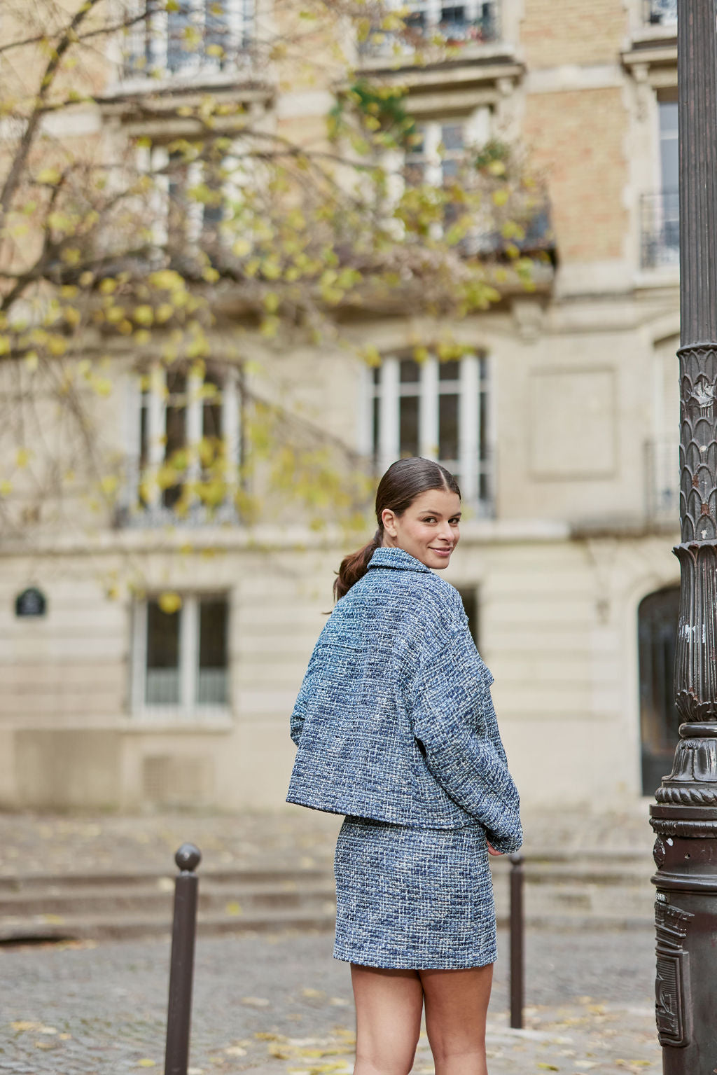 Blouson en tweed Vane - Bleu