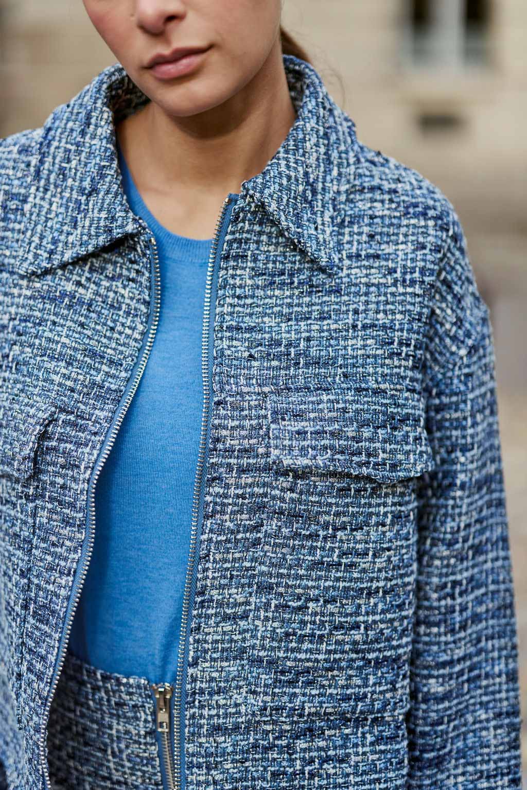 Blouson en tweed Vane - Bleu