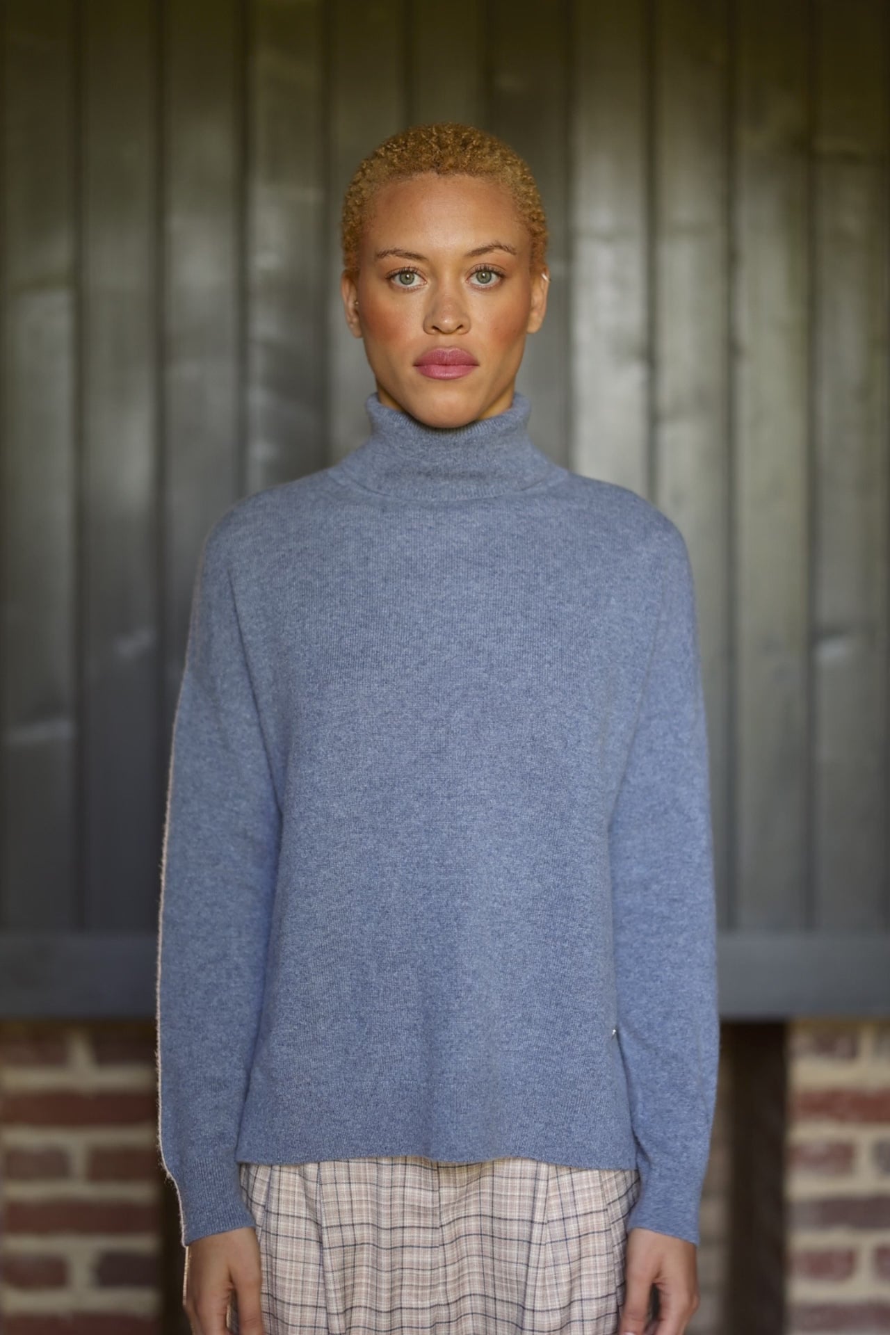 Blue turtleneck pullover - Marlen