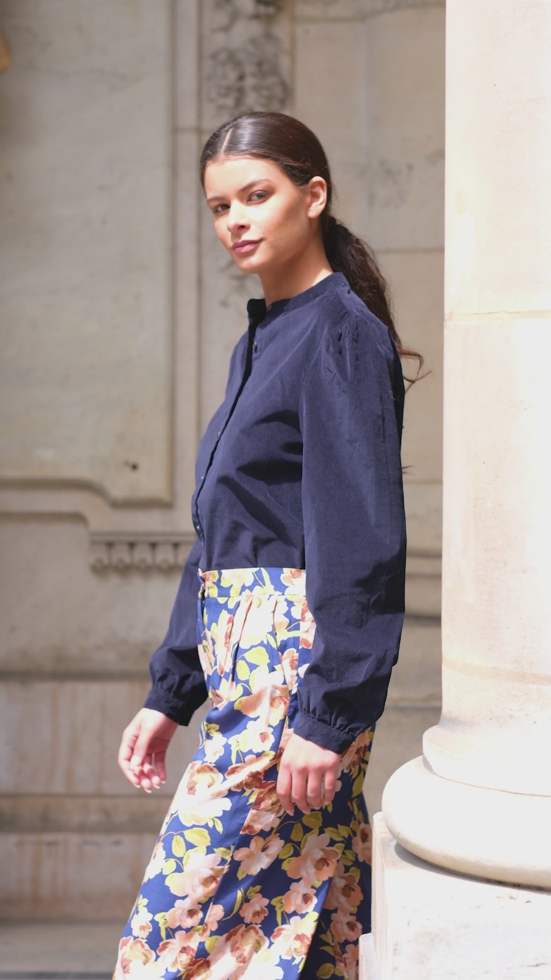 Velvet blouse Blondie - Navy